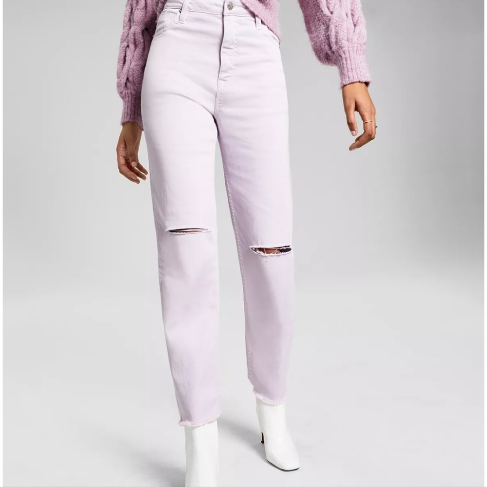VIGOSS Billie 90's Jean Lavender High Rise Ripped Knees Size 32 Spandex New